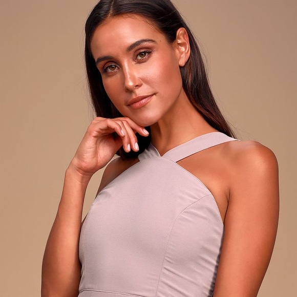 •🏷 NWT• Lulus Air of Romance Taupe Dress - Picture 7 of 7